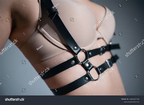 Sexy Naked Striptease Woman Black Leather Stock Photo Shutterstock