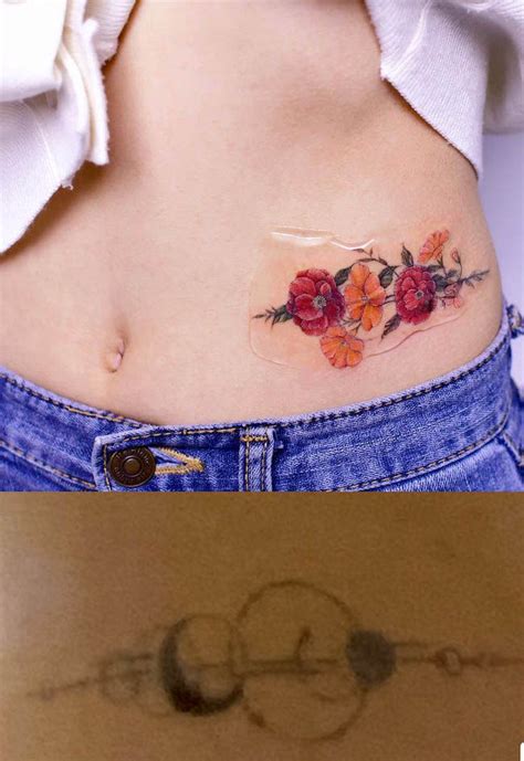 Flower Cover Up Tattoos Before And After