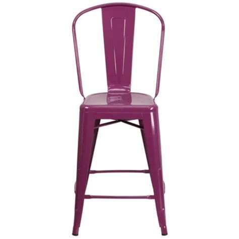 Bowery Hill Contemporary Metal Counter Height Stool In Purple