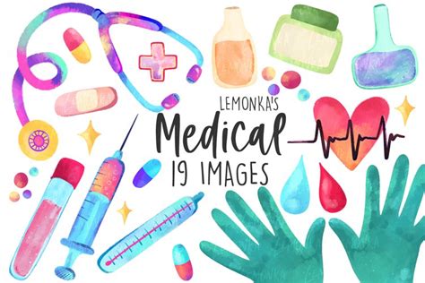 Watercolor Medical Clipart Nurse Png Bundle