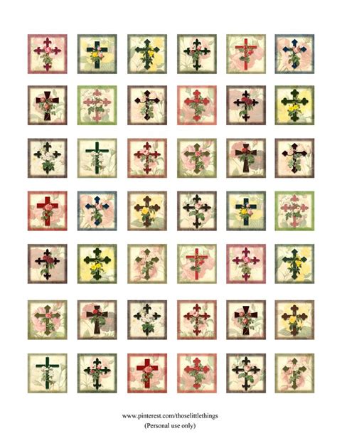 Easter Cross Floral One Inch Square Tile Images