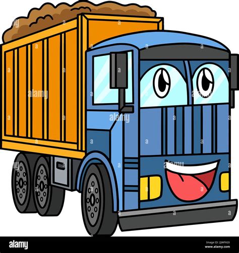 Déchargez le camion avec le dessin animé du véhicule frontal Clipart