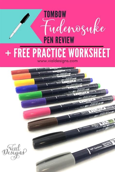 A Full Review Of The Tombow Fudenosuke Colors Free Practice Sheet