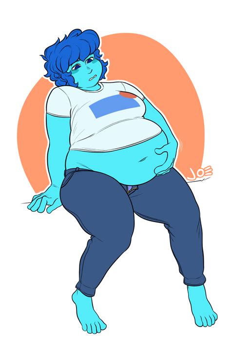 Curveybooru 1girl Big Belly Big Breasts Blue Hair Blue Skin Blushing