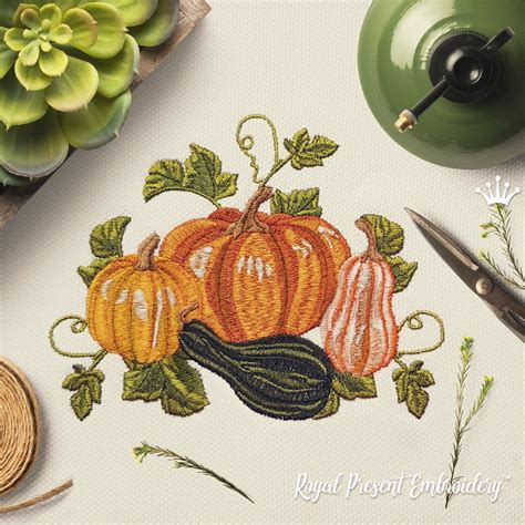 Pumpkins Machine Embroidery Design Royal Present Embroidery Bordado