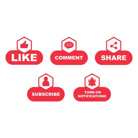 Subscribe Button Png Bundle With The Like Share And Comment Section Red Color Button