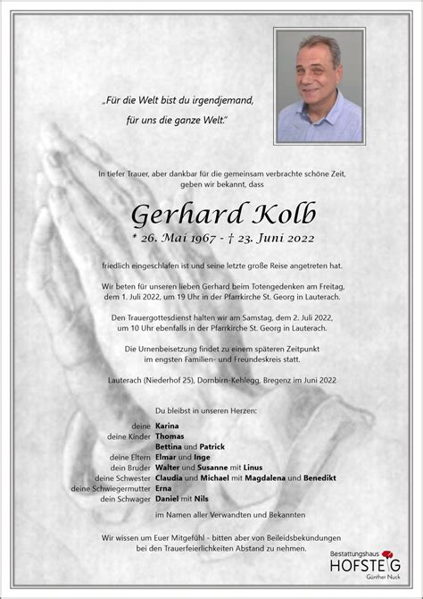 Gerhard Kolb Bestattung Nuck