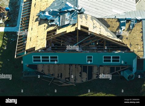 Hurricane Ian Destroyed House In Florida Residential Area Natural