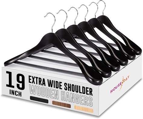 Amazon HOUSE DAY 19 Extra Wide Shoulder Wooden Hangers 6 Pack