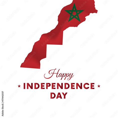 Banner or poster of Morocco independence day celebration. Morocco map ...