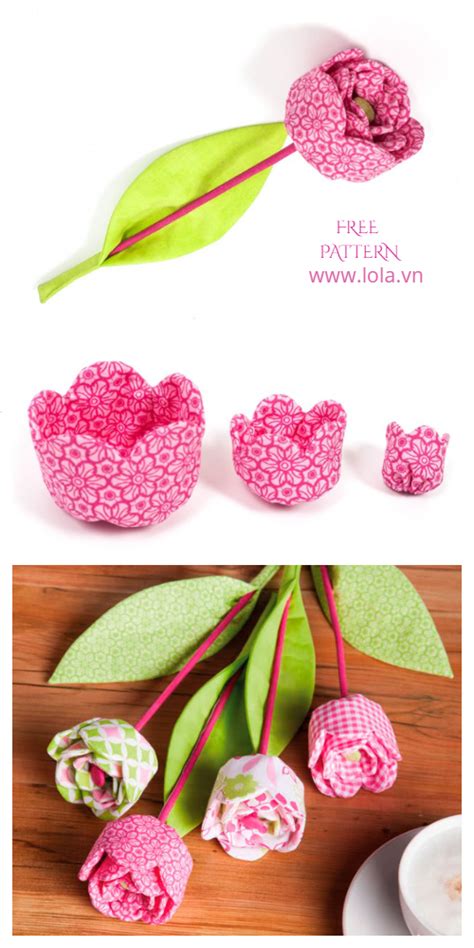 Diy Fabric Tulip Flower Free Sewing Patterns Video Fabric Art Diy Fabric Flowers Diy Easy