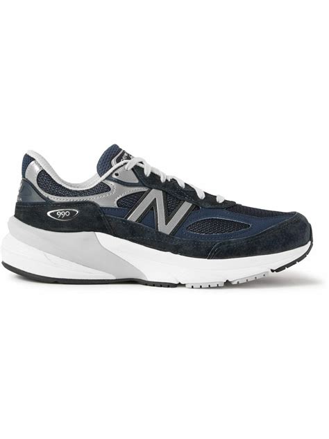 New Balance 990 V6 Leather Trimmed Suede And Mesh Sneakers Blue New Balance