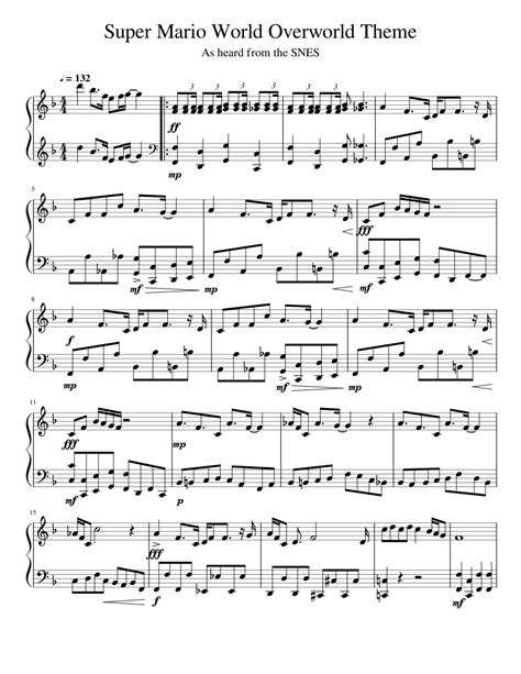 Super Mario World Overworld Theme Piano Version Sheet Music For Piano Solo