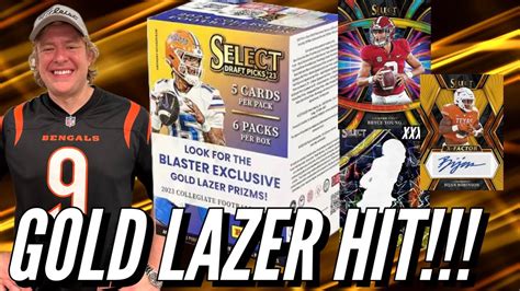 🥶💵rookie Gold Lazer⚡️🚨‼️ 2023 Nfl Select Draft Picks Blaster Panini