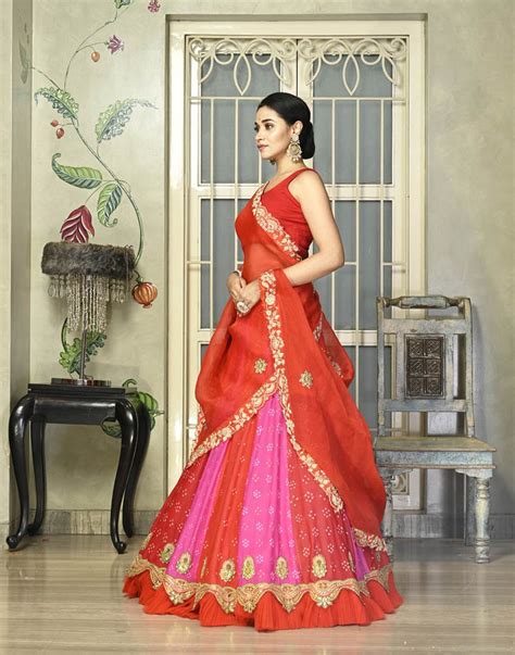 Multicolour Bandhej Lehenga with Frill - Palki Boutique