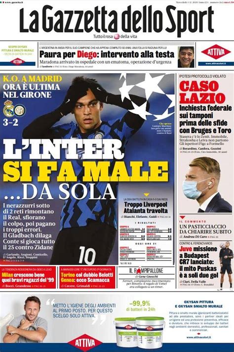 Gazzetta Dello Sport L Inter Si Fa Male Da Sola