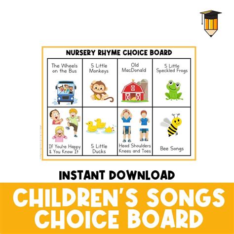 Nursey Rhyme Board Songs Choice Board Toddler And Preschool Activities