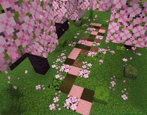 Aesthetic Cherry Blossom Path Minecraft Crafts Minecraft