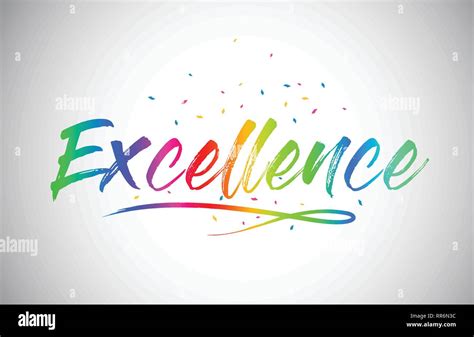 Excellence Creative Word Text With Handwritten Rainbow Vibrant Colors