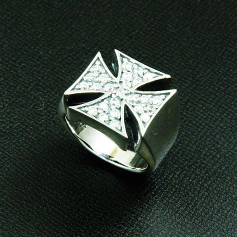 Ultimate Maltese Cross 925 Sterling Silver Us Size 85 Mens Biker Ring