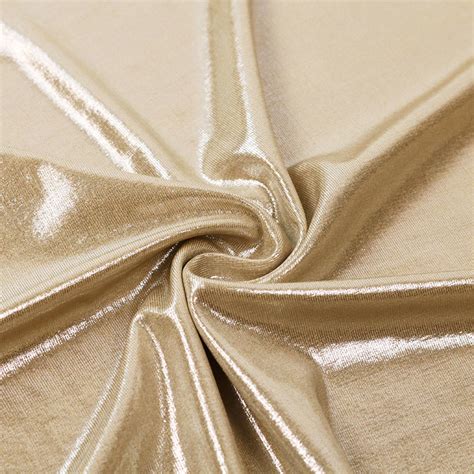 All Over Plain Polyester Spandex Gold Foil Fabric For Dress Dancing