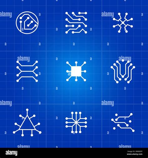 White Electronic Computer Chip Circuit And Motherboard Equipment Vector