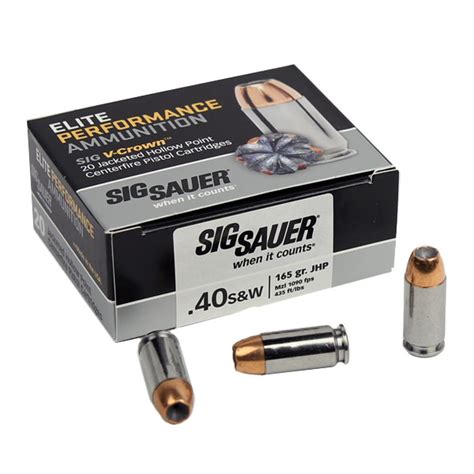 Sig Sauer 40S W 165 GR Elite V Crown JHP 20RD Top Gun Supply