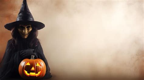 Premium Ai Image Jackolanterns Light With Faceless Witch