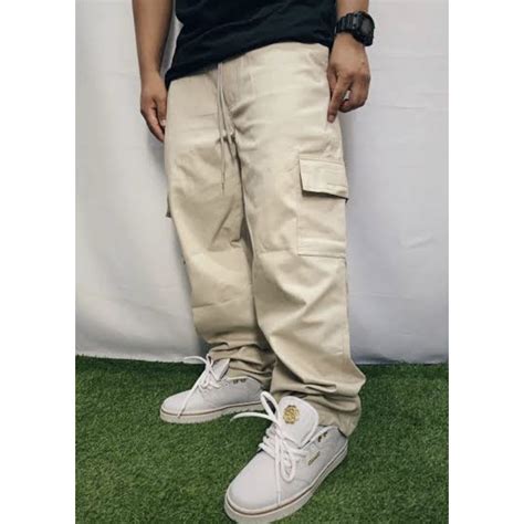 CalÇa Cargo Masculino Feminino Larga Skate Caqui Bolsos Nas Laterais