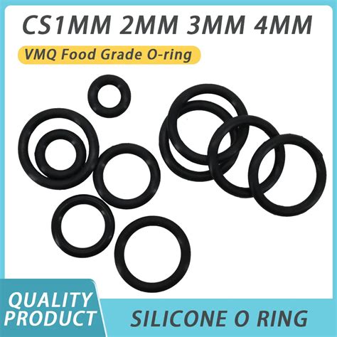 CS 1mm 2mm 3mm 4mm Black Silicone O Ring Washers VMQ Gasket Food Grade