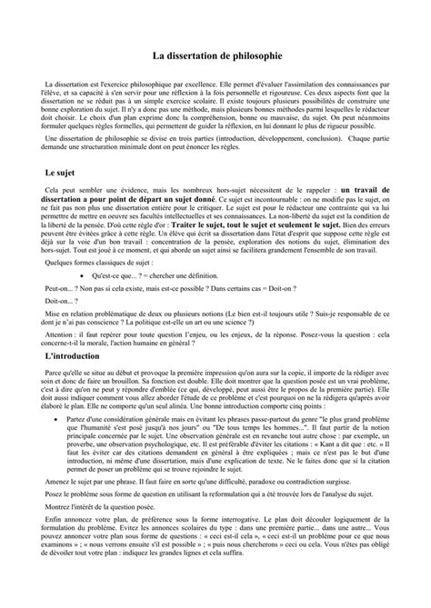 La Dissertation De Philosophie