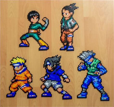 Handmade Naruto Sasuke Kakashi Rock Lee Shikamaru Perler Bead Sprite