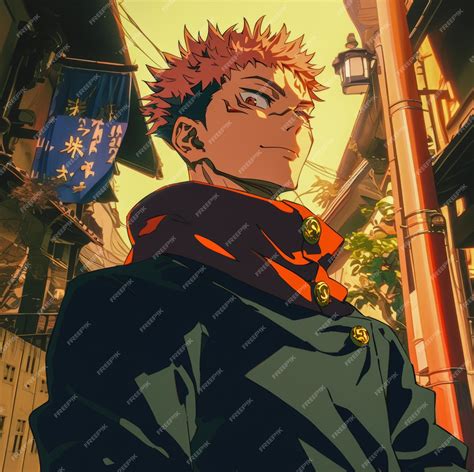 Sukuna From The Anime Jujutsu Kaisen With Smile On His Face Premium