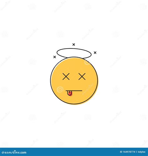 Dead Emoticon Vector Icon Symbol Isolated On White Background Stock