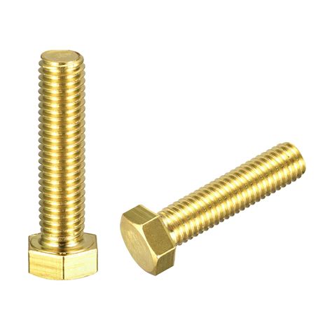 Brass Hex Bolts 1 2 13x2 2 Pack Fully Thread Grade 4 8 Machine Screws