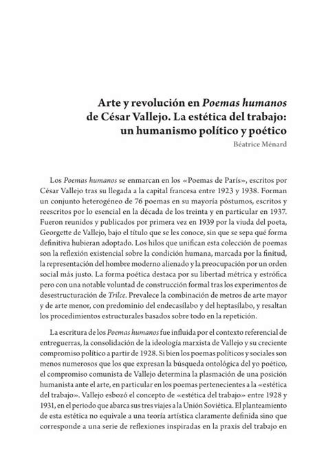 Pdf Arte Y Revoluci N En Poemas Humanos De C Sar Vallejo La