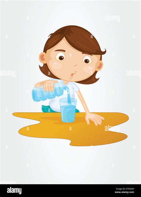 Cute Girl Pouring Water In Glass Stock Vector Image And Art Alamy