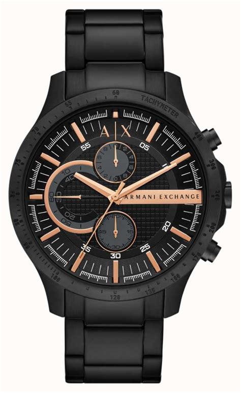 Armani Exchange Mens Black Chronograph Dial Black Stainless Steel