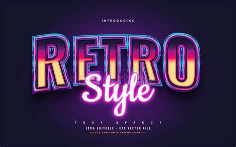 3D Colorful Retro Text Style And Glowing Neon Effect Editable Text