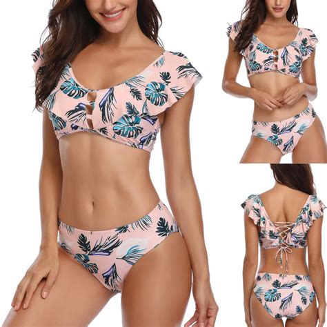 Bikini Sexy Women Siamese Bikini Set Push Up Stripeswimwear