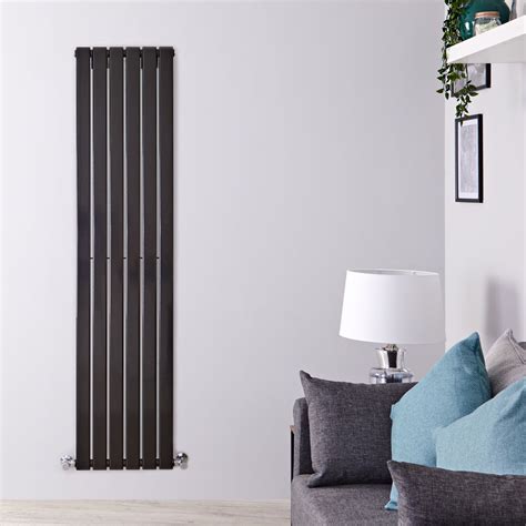 Delta Black Vertical Single Slim Panel Designer Radiator 63 X 16 5