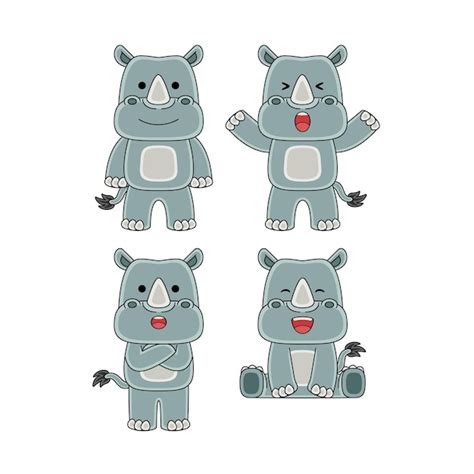 Premium Vector Cute Rhinoceros Character Vector Illustration