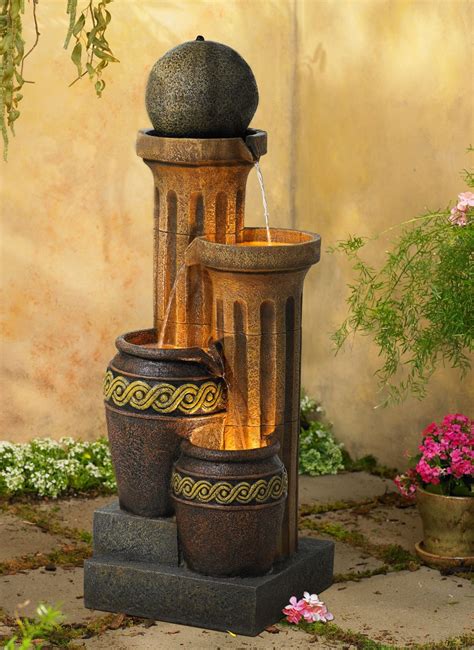 John Timberland Sphere Jugs And Column Rustic Cascading Outdoor Floor