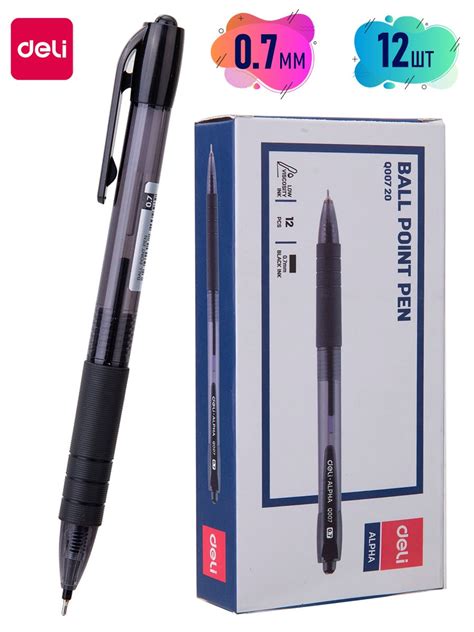 Deli Ball Pen Alpha Black 07 Model Noq00720