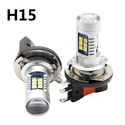 2pcs H15 LED Car Fog Lamp 21 Chips 3030 SMD LED High Power White 6000K