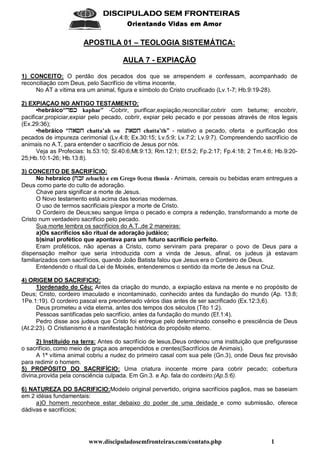 APOSTILA TEOLOGIA SISTEMATICA Aula 07 Expiação 1 pdf