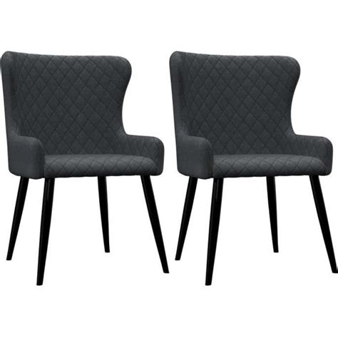 VidaXL Chaises de salle à manger 2 pcs Gris foncé Tissu Cdiscount Maison