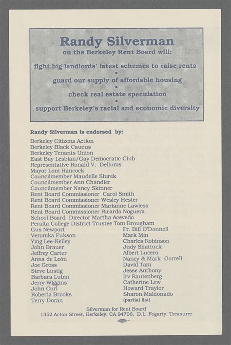 [Berkeley, Calif. election, 1990 (Nov. 6), Rent Stabilization Board