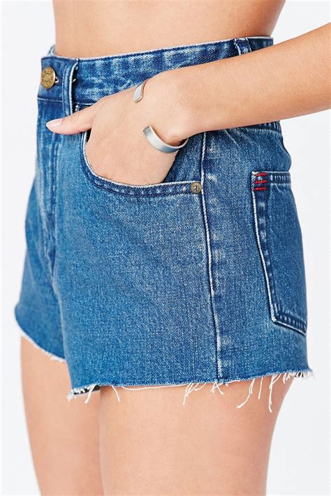 Bdg Super High Rise Cheeky Denim Short In Indigo Blue Lyst