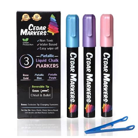 3 Metallic Chalk Markers In Spectacular Shades Liquid Chalk Markers